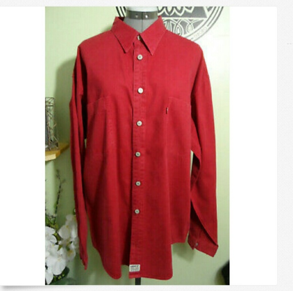 levi's red denim shirt